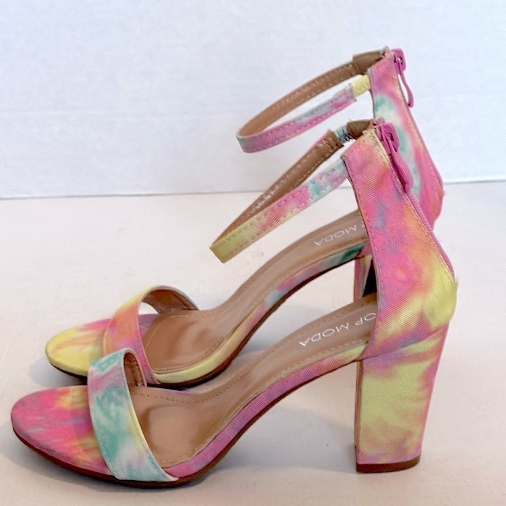 Top Moda Hannah tye dye block Heeled Sandals size 8 - Picture 6 of 12